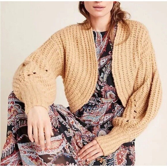 Anthropologie Sweaters - Anthropologie Knit Chunky Cropped Rae Plush Cardigan Size S